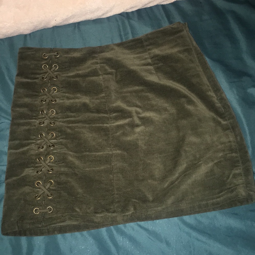 Night out with friends sexy olive green skirt